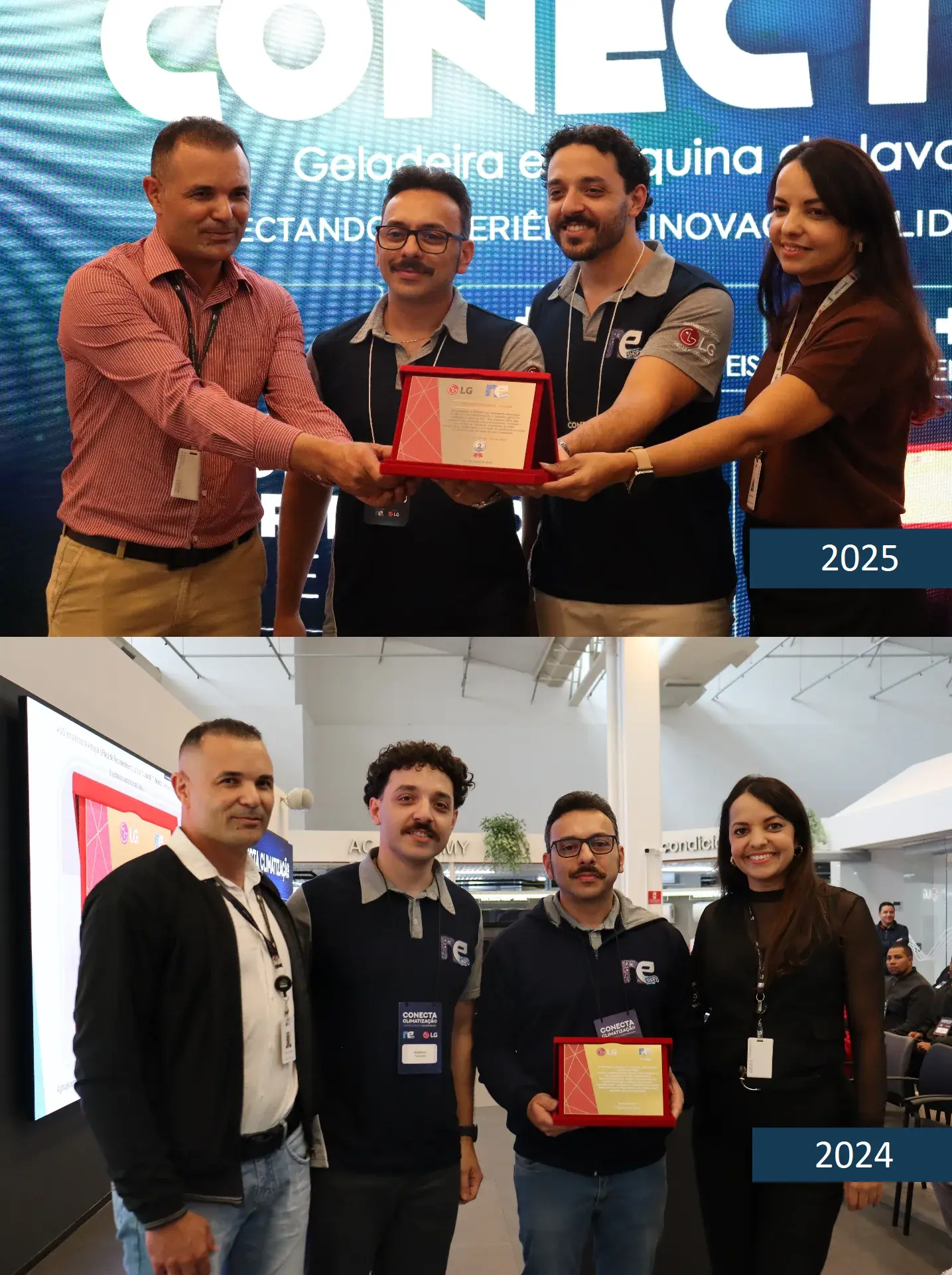 Equipe NESHOP recebendo premiação da LG em 2024 e 2025